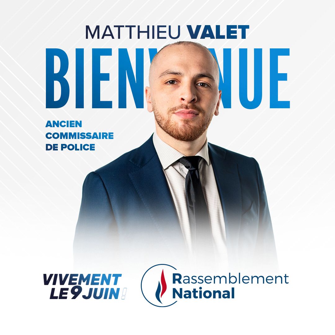 Matthieu Valet, ancien commissaire de police, rejoint Jordan Bardella pour les européennes !